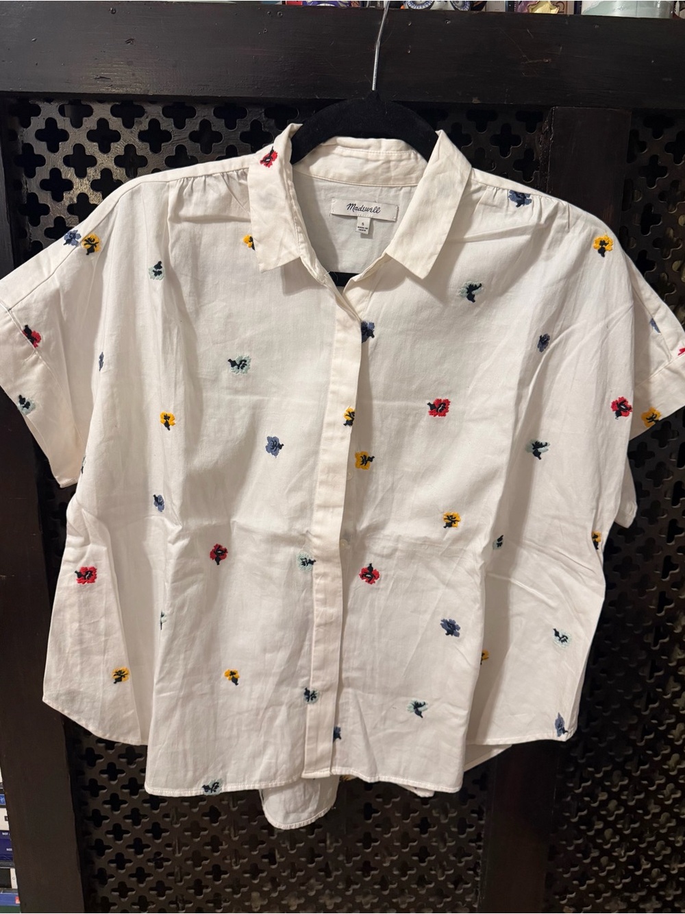 Madewell White Short-Sleeve Embroidered Floral Kids Top